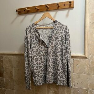 Grey Leopard Print Cardigan